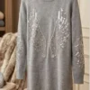 Silver Wing Embellished Knit Dress